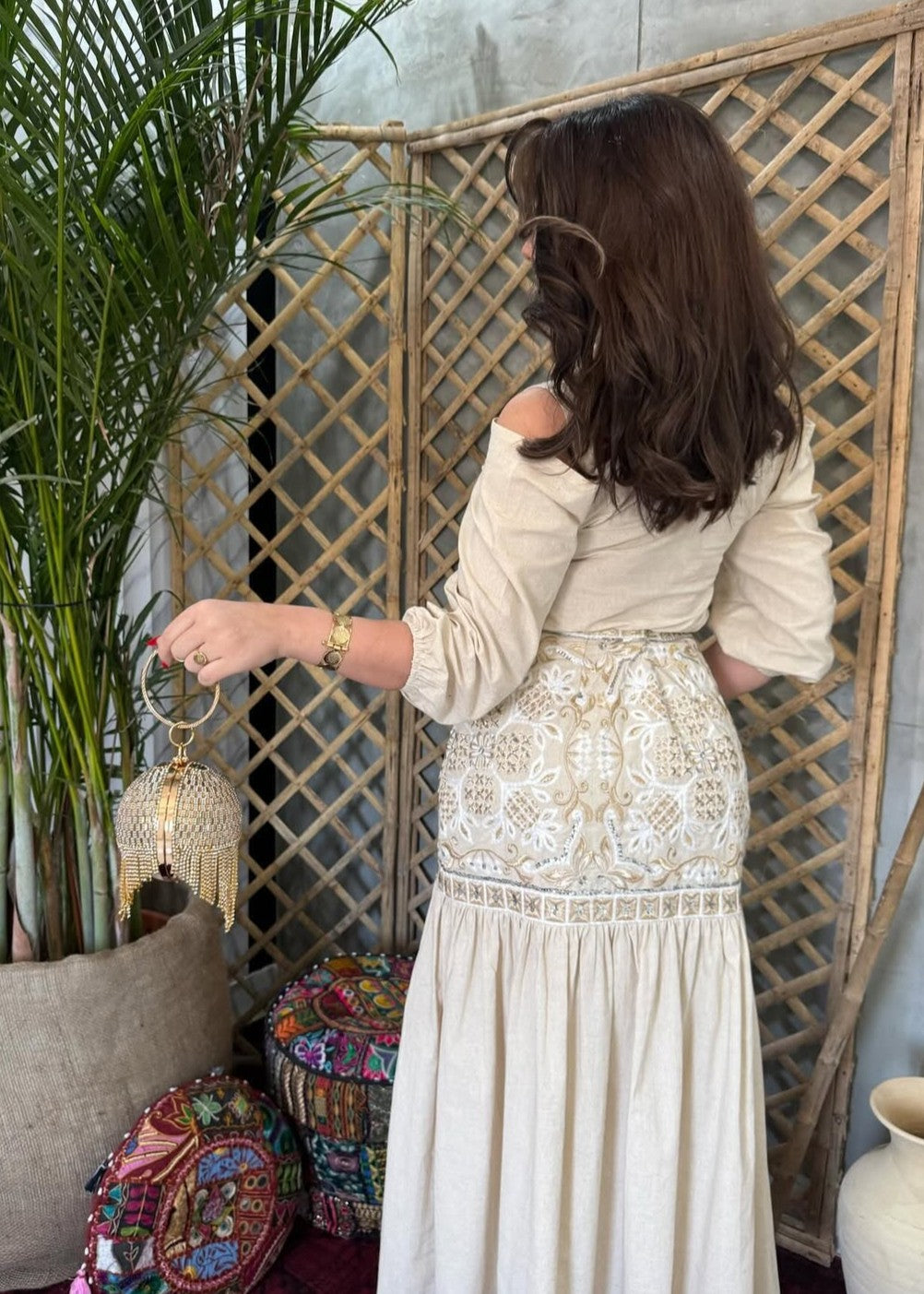 Boho Chic Beige Embroidered Dress – Elegant & Comfortable